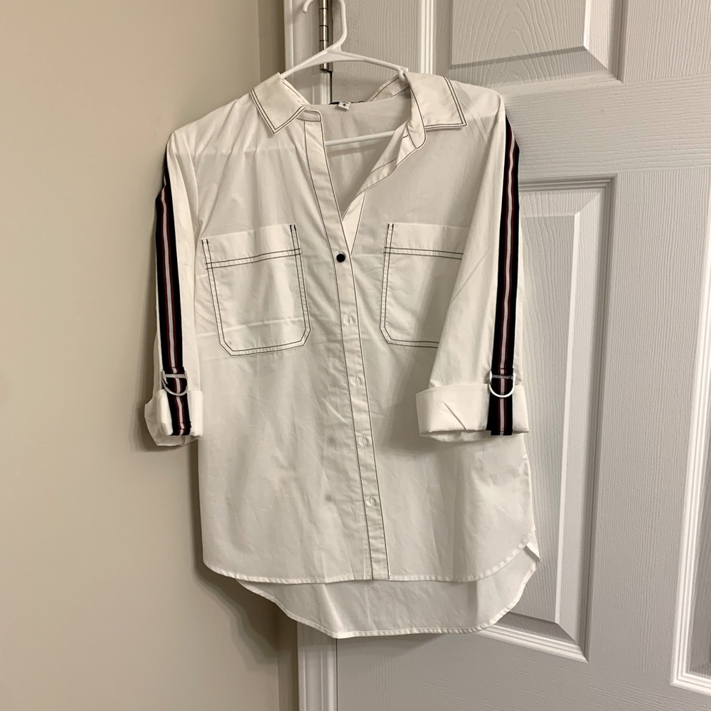 Nwot Express Button Up Sleeve Reverse Stitch Stri… - image 1